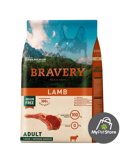 BRAVERY CORDERO PARA PERROS ADULTOS RAZA MEDIANA/GRANDE 12 Kg